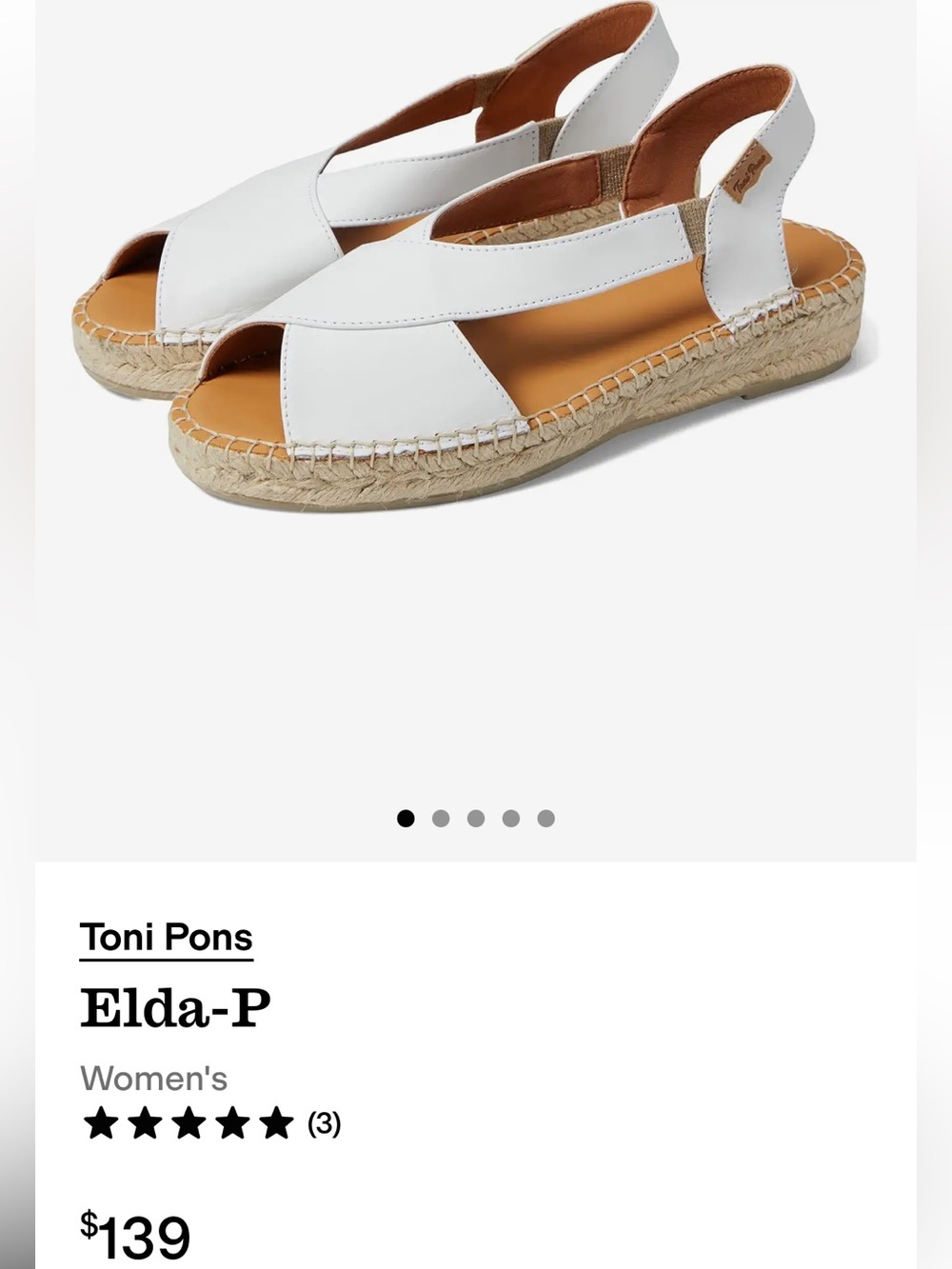Toni Pons Women’s White Leather Slingback Espadrille Sandals - Picture 8 of 8